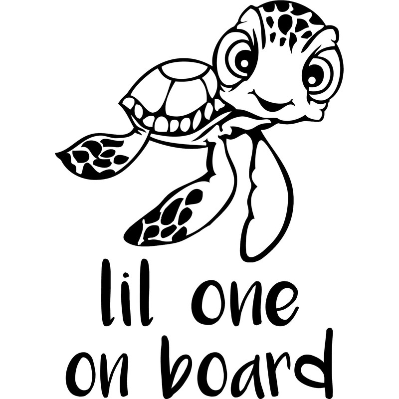 Lil Dude (or Dudette) on Board Turtle Vinyl Decal Sticker