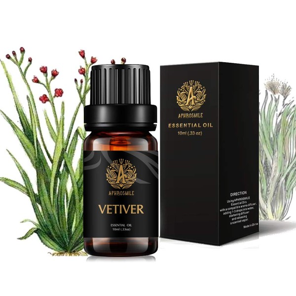 Aromatherapy Vetiver Essential Oil, 10 ml 100% Pure Vetiver Essential Oil for Diffuser, Therapeutic Grade Vetiver Essential Oil for Humidifier, Aromatherapy Vetiver Oil for Skin & Hair Care