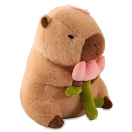 EUBSWA Plush Toy Capybara Cuddly Toy 30 cm, Soft Capybara Toy Plush Throw Cushion Gift for Children (Flower)