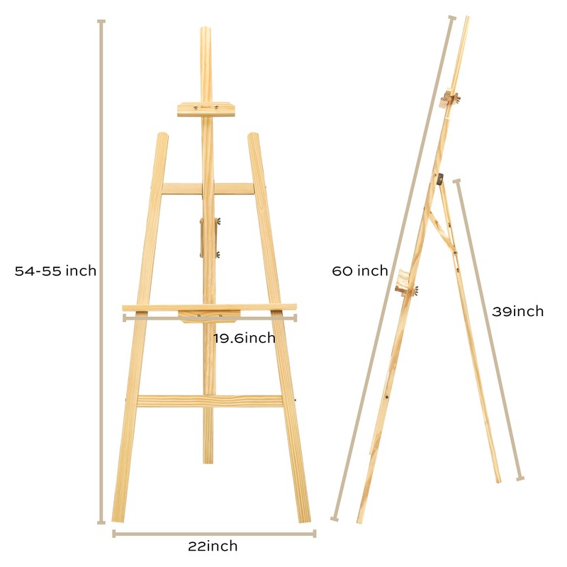 Wooden Easel Stand for Painting, 45" Adjustable Height Folding Art