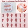 AEZUNI Press On Nails -Bling Light Red Nude Gradient Medium