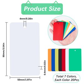 SOFPLATE 140Pcs 7 Colors Blank Shipping Tags Waterproof Plastic Tags Colorful Rectangle 5 x 9cm Black Big Identification Name Tag Wires Labels for Identify Name ID Card Handbag Luggage Outdoor Tagging