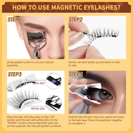 QUEWEL Magnetic Eyelashes Natural Look, 2pairs Reusable Magnetic Lashes with Applicator, Reusable Magnetic False Eyelashes Easy to Use Eyelash Magnetic, Magnetic Eyelashes without Eyeliner(XK-Mag-E+H)