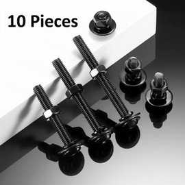 10Pcs M5 x 20mm Bolt Flanged Button Head Socket Cap Bolt Screws, Black Oxide 304 Stainless Steel Nuts and Bolts, Allen Screws, Flat & Lock Washers, Nuts and Bolts Assortment Kit by Wavanta