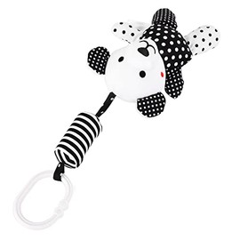 Juguetes de sonajero para colgar para bebés, cochecito de animales lindo, juguetes de campanas de viento de felpa rellenos para cuna de cama de coche para(Colgante oso a rayas blancas y negras)