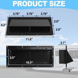 Gekufa RV Exhaust Vent Cover– Fits Camper, Trailer, Motorhome Range Hood & Exhaust Vent – Includes 10Pcs Screws (Black)