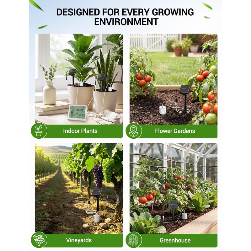 7-in-1 Wireless Soil Test Kit, Solar Powered Soil Moisture Meter
