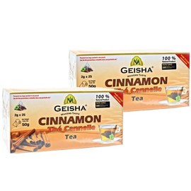 GEISHA Cinnamon Tea - 2 PACK (50 Tea Bags/Pouches) | Ceylon Tea | Made From 100% Pure Ceylon Cinnamon | Non GMO