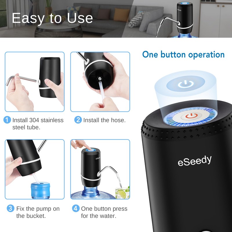 Water Pump for 5 Gallon Bottle, USB Charging Automatic Water