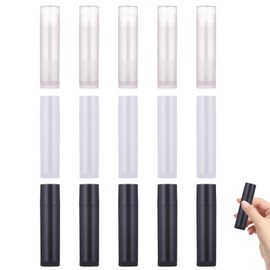 Lipstick Sleeves Empty x 15, Lipstick Sleeves Empty DIY Reusable Lipstick Sleeves Empty Lip Balm Make Your Own Lip Care Set Lip Balm Make Yourself (White, Black, Transparent)