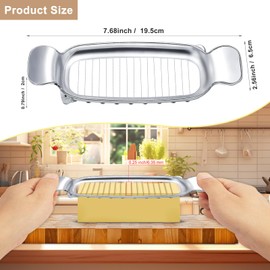 Butter Slicer Tool, Stainless Steel Metal Wire Cheese Cutter Slicer with Grips Portable Handheld Butter Cutter Kitchen Slicing Tool for Eggs, Fruit, Baking, Soft Solid Foods