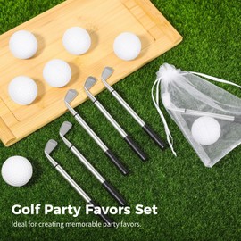 SWEWARM 78 Pcs Golf Party Favor Kit, 24 Ballpoint Pens, 24 Stress Balls, 30 Organza Gift Bags, Fun Golf Theme Decor & Supplies