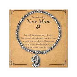 Mama to Be Gifts Bracelet for Women New Mom Mama Mothers Day Gifts for Pregnancy Mom Mama Birthday Gifts for First Time Moms Parents to be Gift Baby Footprint Bracelets for Her