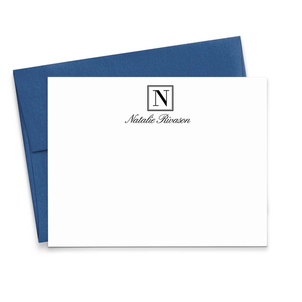 Single Letter Initial Monogram Stationary Set FLAT NOTE CARDS, Personalized