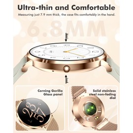 Ultra-thin Stainless Steel Smartwatch for Women Men 1.32'' Bluetooth