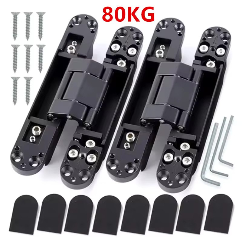 2-Piece 3D Adjustable Hidden Door Hinges, Concealed Cross Hinges for