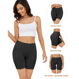 voenxe Women's Cotton Boyshort Underwear,Anti Chafing Ladies Boy Shorts,High Waisted Woman Cooling Boxer Briefs,Plus Soft Thin Breathable Biker Panties,Long Leggings,Seamless Short,4 Pack Assorted