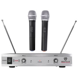 Rockville RWM1202VH VHF Wireless (2) Handheld Microphone System, Metal Receiver, Dual Filter, Ultra Signal Stability, Low Power Consumption, Perfect for Karaoke and Presentations