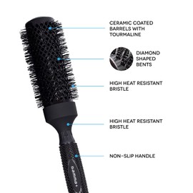 Gamma+ Professionelle Thermo-Haarbürste aus Turmalin-Keramik, rutschfester Griff, leicht, Durchmesser (43 mm)