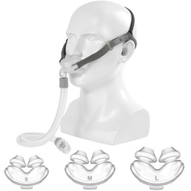 Nasal Pillow CPAP Mark Universal Replacement Kit, CPAP Nasal mask with S,M,L Size Nose Pillow Adapter, Headgear, Frame, and Hose Easy to Connecting Your CPAP Machine