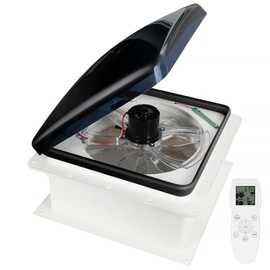 LITBM Remote Control RV Roof Vent Fan, 12V 14" Super Quiet RV Roof Fan with Rain Sensor, 10-Speed, Reversible