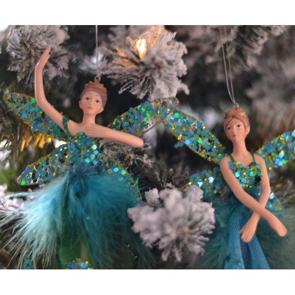 Gisela Graham : Large Peacock Fairy Decoration (set of 2)