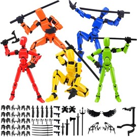 LUHI Set de muñecos articulados T13, Set de 5 muñecos articulados Lucky T13, Juguetes de descompresión de Cuerpo Completo Impresos en 3D, muñeco artic