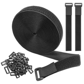 1 Roll 10m Adjustable Cable Straps,Reusable Cable Ties,Adjustable Hook and Loop Straps for Cable Tidy,Wire Management, Cord Organiser(with 40 Buckles)