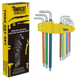 9 Piece SabreCut SCTX009S Soft Grip Extra Long Torx Key Set with Colour Coding - Sizes T10-T50