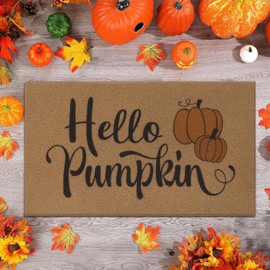 Likiyol Fall Door Mat Coir Doormat Fall Outdoor Mat, Fall Door Mat Outdoor Welcome Mat Fall Front Door Mat, Hello Pumpkin Thanksgiving Door Mats Outdoor Indoor Entrance Fall Outdoor Rug, 18" x 30"