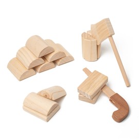 Sensory Kindling Firewood Chopping Toy Set for Kids - Wood Logging SplittingToy for Infant with Mini Wooden Axe and Saw, Toddler Timber Felling Play Game