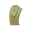 Choker Necklace with Balls and Turquoise Paste Pendant Drop