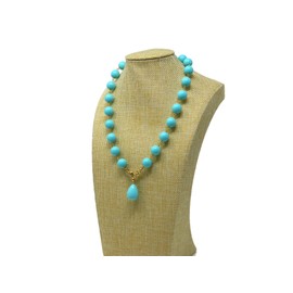 Choker Necklace with Balls and Turquoise Paste Pendant Drop