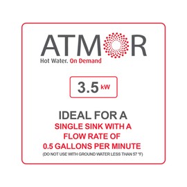 Atmor 3500Watts/120V 0.5GPM Point-Of-Use Electric Tankless Water Heater Includes Pressure Relief Device 1-Sink Water Heater, Pressure Relief Valve Included