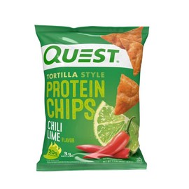 Quest Tortilla Style Protein Chips with 20g of Protein, Chili Lime Flavor, 1.1 Oz Bags, 8 Count