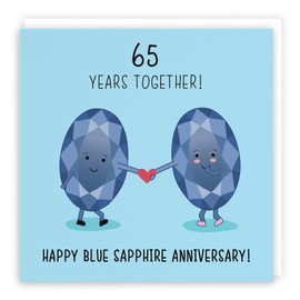 Hunts England - 65th Wedding Anniversary Card - Blue Sapphire Anniversary - Crystal Design - Iconic Collection - Funny Cute Card