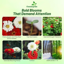 Outsidepride 1000 Seeds Annual Zinnia Elegans Stop Sign Flower Seed Mix for Planting