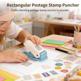 Postage Stamp Punch, 1 x 0.8 in Rectangle Craft Punch for Paper, Lever Action Paper Punch for Cardstock, Scrapbooking, DIY Cards, Gift Tags, Labels, Arts and Crafts Supplies