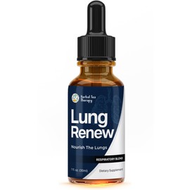 Herbal Tea Therapy Lung Renew Mullein Drops for Lungs (1 fl. oz.): Peppermint, Thyme, & Mullein Leaf Extract for Lungs Detox & Daily Respiratory Comfort - GMO-Free & Made in USA