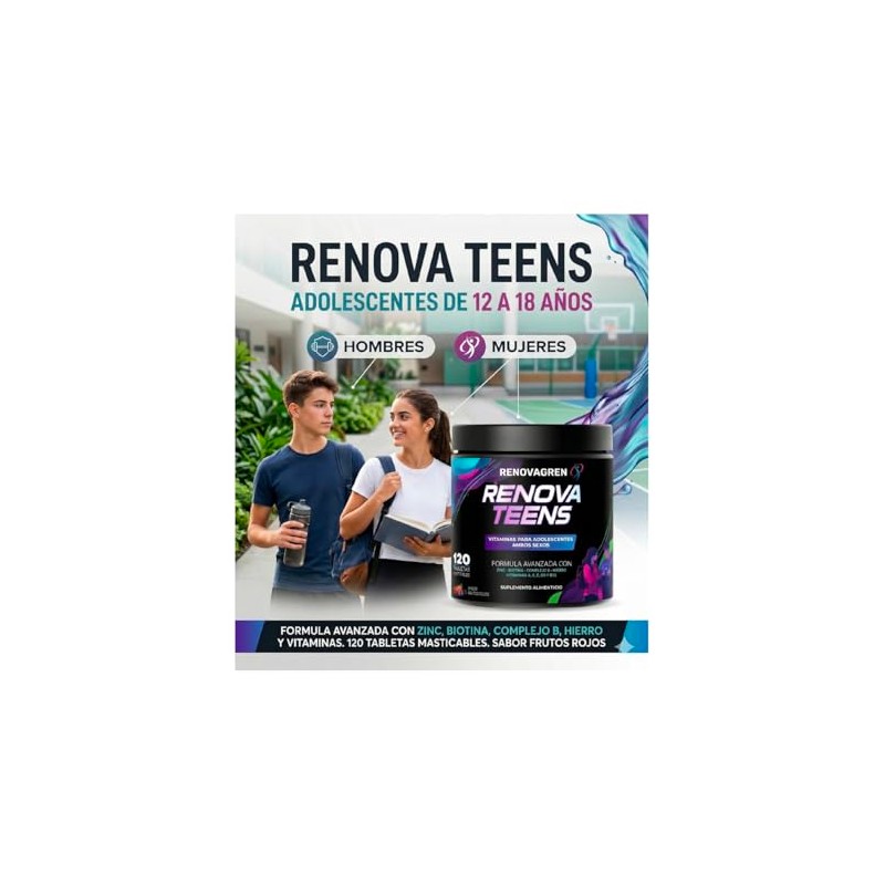 RenovaTeens Vitaminas Adolescentes 12-18años Enfoque Energía Rendimiento