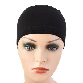 Bamboo Fiber Wigs Cap Soft Comfortable Elastic Fiber Wigs Cap with Adjustable Strap for Wig Making (Black)