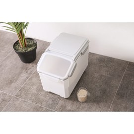 HANAMYA 10 Liter / 10 lbs Pet Food Storage Container with Measuring Cup, BPA free, For Dog Food | Cat Food | Rice | Grain | Flour, White & Gray, 2 counts