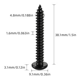 Mellewell #10 x 1-1/2" Pan Head Self Tapping Screw, Pan Head Sheet Metal Screws Wood Screws, Black Finish Stainless Steel 304 (18-8), 50 Pack
