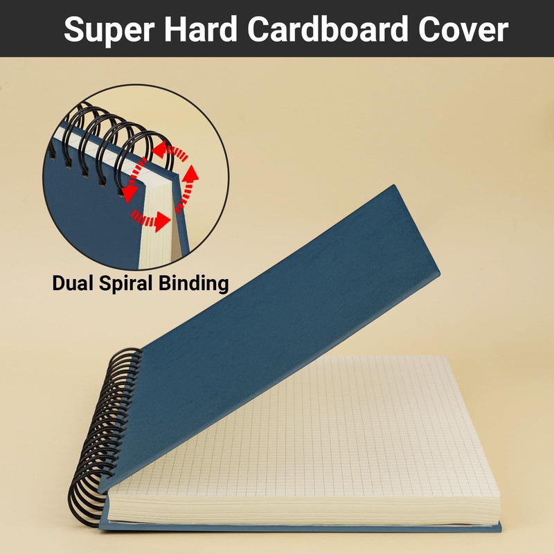 Yarotm Spiral Notebook A4-100GSM Squared Paper Notebook A4-21x28.5cm Wirebound Notepad