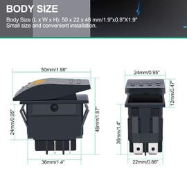 Taiss RK1-06N-Y Boat Marine Illuminated Rocker Switch 12V 20A 4Pin On/Off with Yellow LED Car Offroad Push Button Toggle Switch