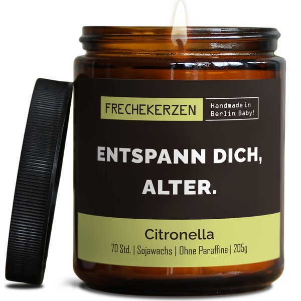 Lustige Citronella Kerze mit asozialem Spruch | Handgemacht aus Sojawachs