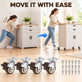 2-Inch Caster Wheels Set of 4 with Brakes & 20 Screws