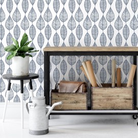 Stripy Leaf Wallpaper Peel and Stick Modern Leaves Wall Stickers Decor Botanical Plant Wallpaper Tree Leaf Wall Mural Stickers Removable Leaves Wallpaper for Bedroom Bathroom Cabinets Decor