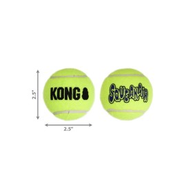 KONG AirDog Tennis Balls - (2) 3 Pack Set Squeaker Dog Toy SQUEAKAIR 2.5” Medium