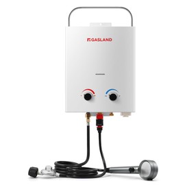 GASLAND Outdoor Propane Camping Water Heater, 1.32 GPM Portable Gas Tankless Water Heater, 5L, White, AS132